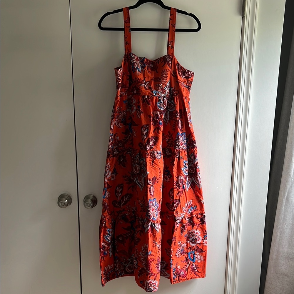 RHODE Orange Maxi Sundress Sleeveless Square Neck